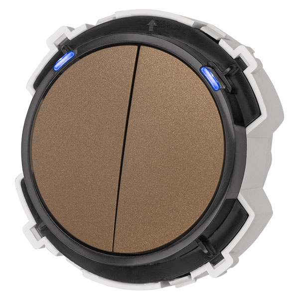 Кнопочный переключатель двухклавишный TDM Байкал 16А 250В бронза