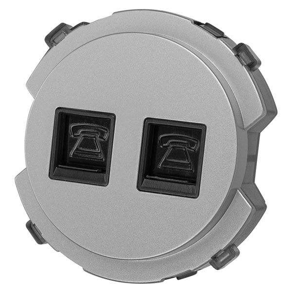 Розетка телефонная двойная TDM Байкал RJ11 платина