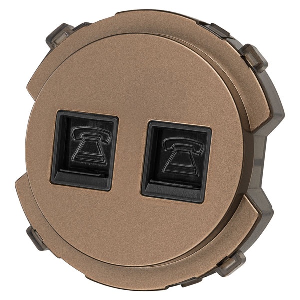 Розетка телефонная двойная TDM Байкал RJ11 бронза