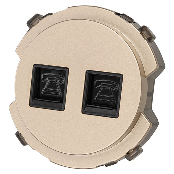 Розетка телефонная двойная TDM Байкал RJ11 шампань