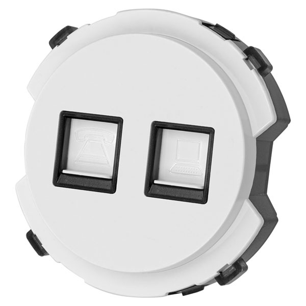 Розетка двойная TDM Байкал RJ11+ RJ45 белая