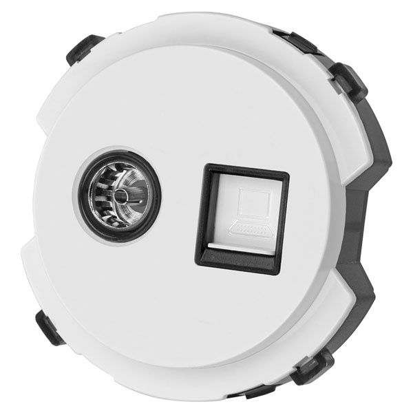 Розетка двойная TDM Байкал RJ45+TV розетка оконечная белая