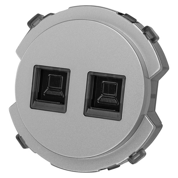 Розетка компьютерная двойная TDM Байкал RJ45 платина