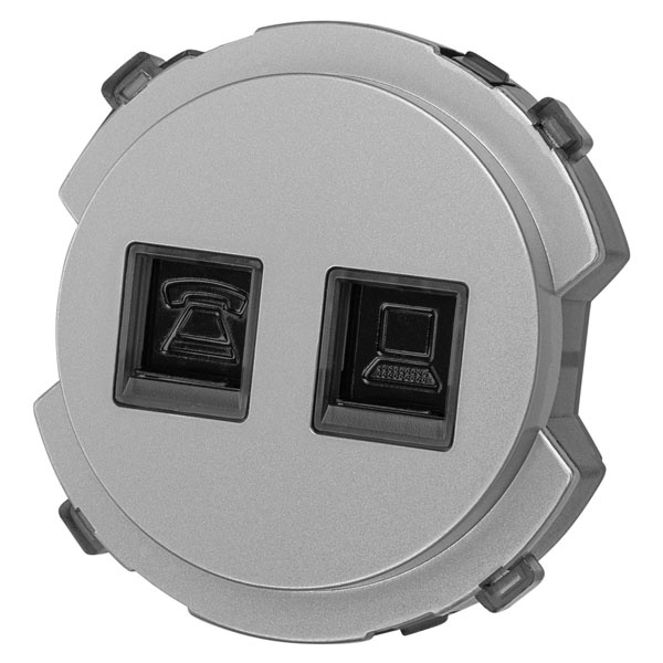 Розетка двойная TDM Байкал RJ11+ RJ45 платина