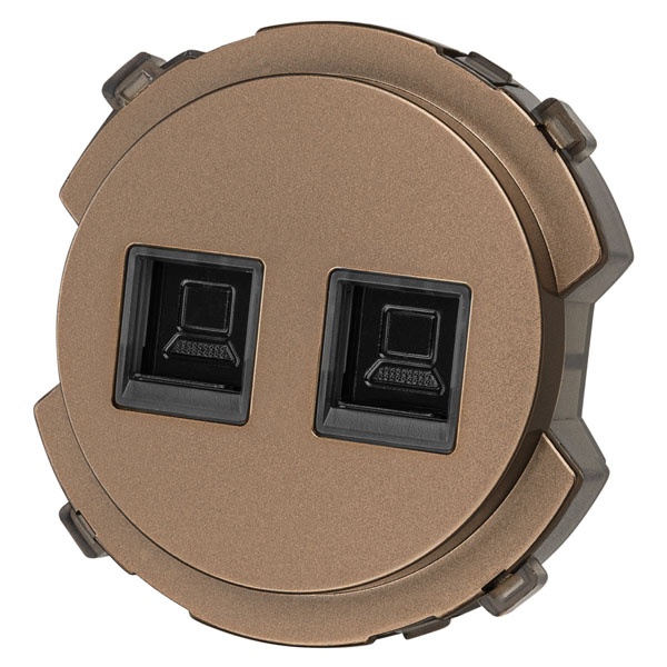 Розетка компьютерная двойная TDM Байкал RJ45 бронза