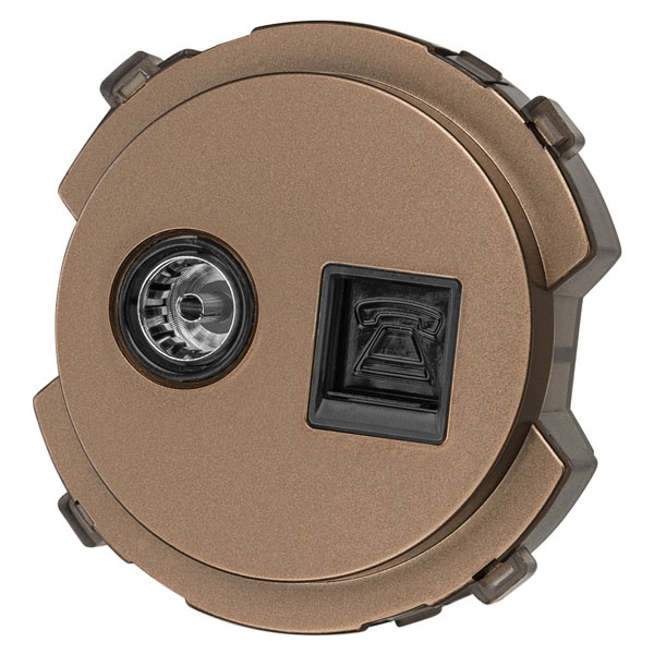 Розетка двойная TDM Байкал RJ11+TV розетка оконечная бронза