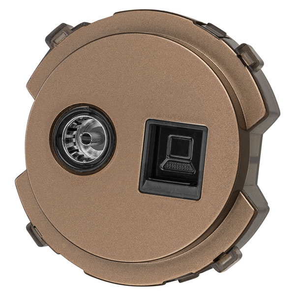 Розетка двойная TDM Байкал RJ45+TV розетка оконечная бронза