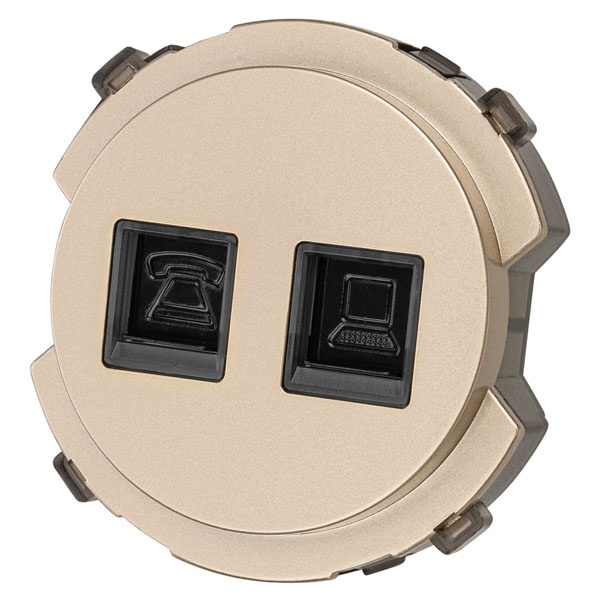 Розетка двойная TDM Байкал RJ11+ RJ45 шампань