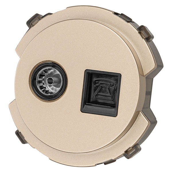 Розетка двойная TDM Байкал RJ11+TV розетка оконечная шампань