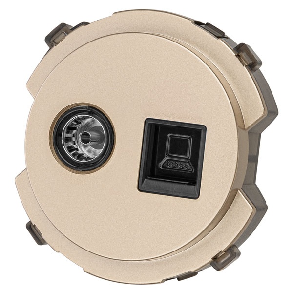 Розетка двойная TDM Байкал RJ45+TV розетка оконечная шампань