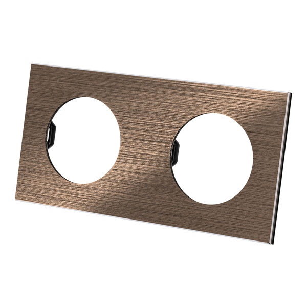 Рамка двойная TDM Байкал бронза алюминий шлифованный