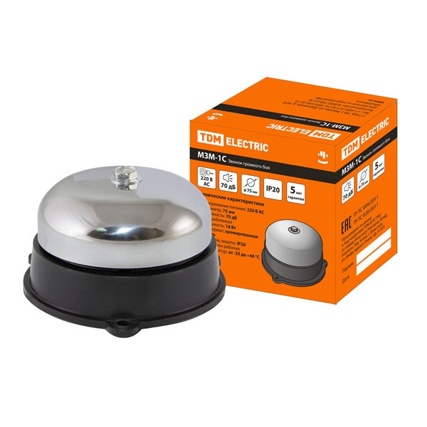 Звонок громкого боя TDM МЗМ-1С-075мм 70дБ 220В