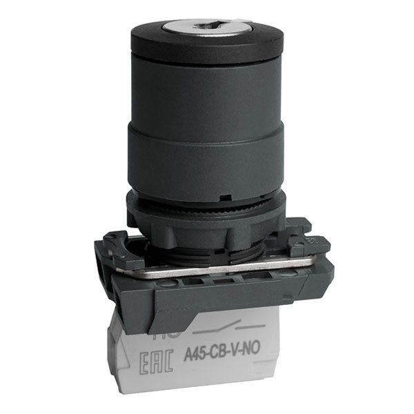 Переключатель КЭАЗ OptiSignal D22 C5-SK-21 с ключем 2 положения с фиксацией 1НО IP65 пластик