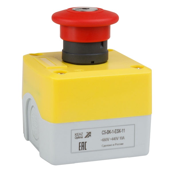 Пост кнопочный КЭАЗ аварийной остановки OptiSignal D22 C5-BK-1-ESK-11 1НО1НЗ с ключом IP65