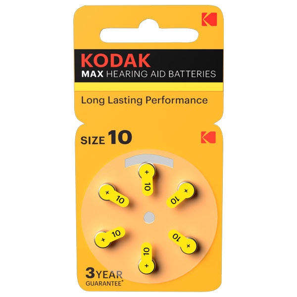 Батарейка ZA10 Kodak [KZA10-6] MAX Hearing Aid для слуховых аппаратов (упаковка 6 шт) 50887930423315