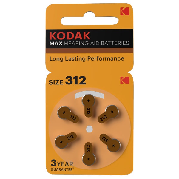 Батарейка ZA312 Kodak [KZA312-6] MAX Hearing Aid для слуховых аппаратов (упаковка 6 шт) 423308