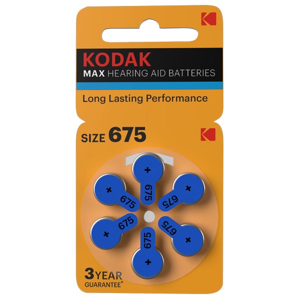 Батарейка ZA675 Kodak [KZA675-6] MAX Hearing Aid для слуховых аппаратов (упаковка 6 шт) 423285