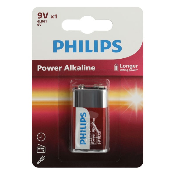 Батарейка Philips крона 6LR61 9V алкалиновая 6LR61P1B/51 Power (упаковка 1 шт) 4895229139398