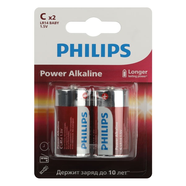 Батарейка Philips С/LR14 алкалиновая LR14P2B/51 Power (упаковка 2 шт) 24895229139385