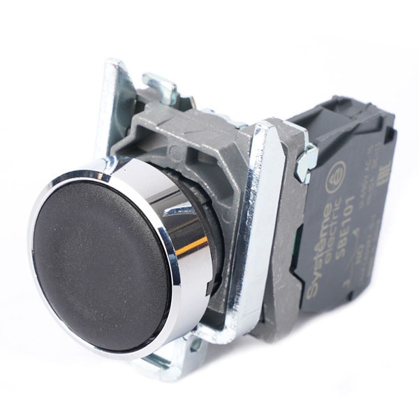 Кнопка в сборе SE SB4 22мм с возвратом 1НО IP65 металл черная