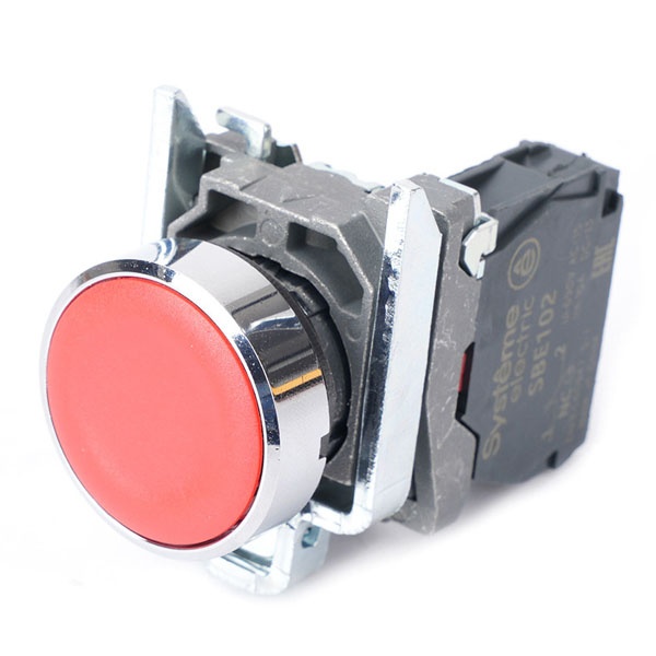 Кнопка в сборе SE SB4 22мм с возвратом 1НЗ IP65 металл красная