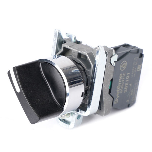 Переключатель SE в сборе SB4 22мм 2 позиции с фиксацией 1НО IP65 металл черный