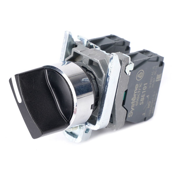 Переключатель SE в сборе SB4 22мм 2 позиции с фиксацией 1НО+1НЗ IP65 металл черный