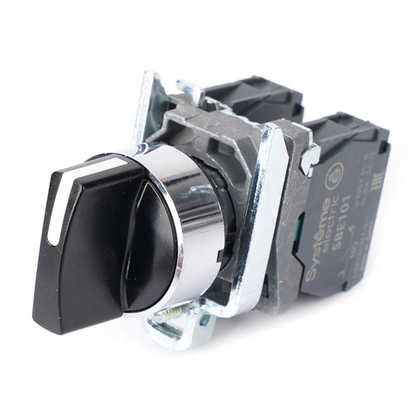 Переключатель SE в сборе SB4 22мм 3 позиции с фиксацией 2НО IP65 металл черный