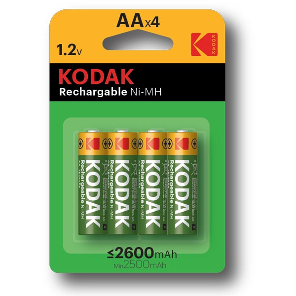 Аккумулятор AA Kodak HR6 NiMH 2600mAh никель-металлгидридный [KAAHR-4] (упаковка 4шт) 50887930955090