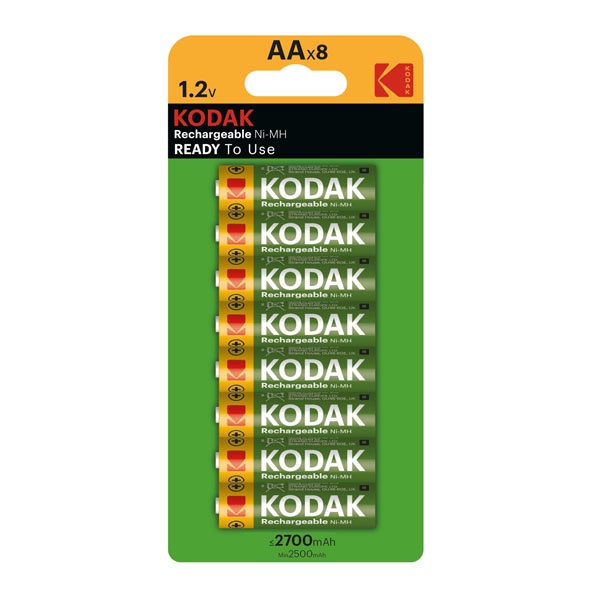Аккумулятор AA Kodak HR6 NiMH 2700mAh никель-металлгидридный (упаковка 8шт) 50887930425531