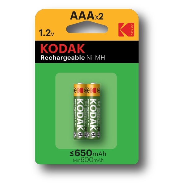 Аккумулятор AAA Kodak HR03 NiMH 650mAh никель-металлгидридный [K3AHR-2] (упаковка 2 шт)