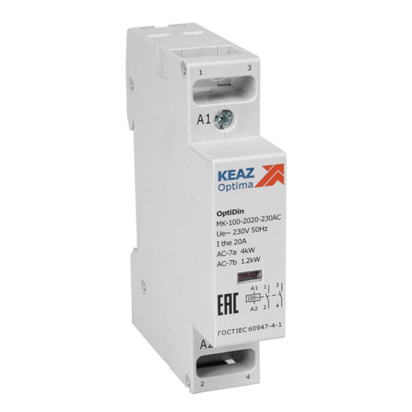 Контактор модульный КЭАЗ OptiDin MK-100-2020-230AC 20А 2НО 230В АС