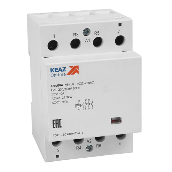 Контактор модульный КЭАЗ OptiDin MK-100-4040-230AC 40А 4НО 230В АС