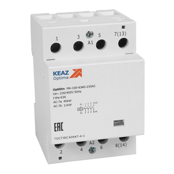 Контактор модульный КЭАЗ OptiDin MK-100-6340-230AC 63А 4НО 230В АС