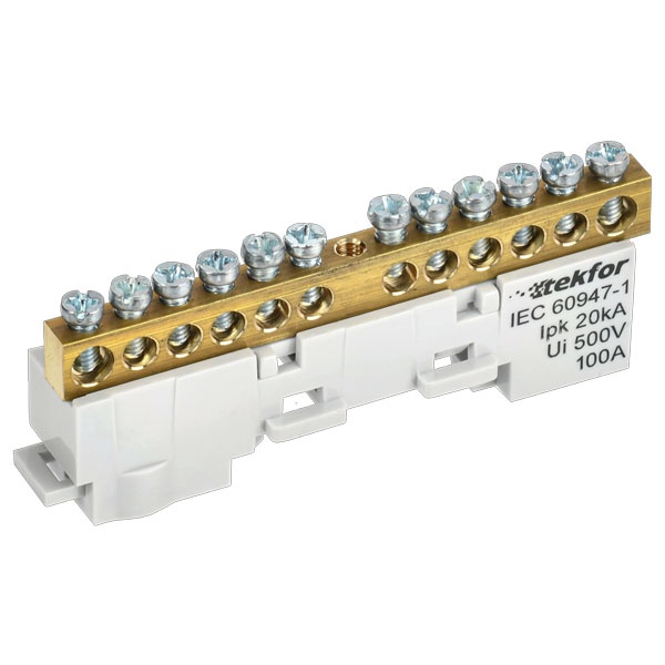 Шина ИЭК L (фаза) Tekfor 6х9-12-Ср 6х9мм 12 выводов неизолированная на держателе серый