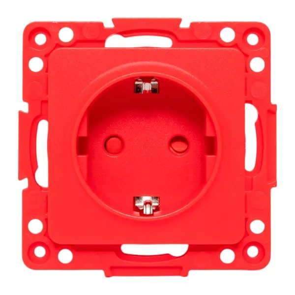 Механизм розетки EKF 2P+E 16А с защитными шторками Стокгольм красный