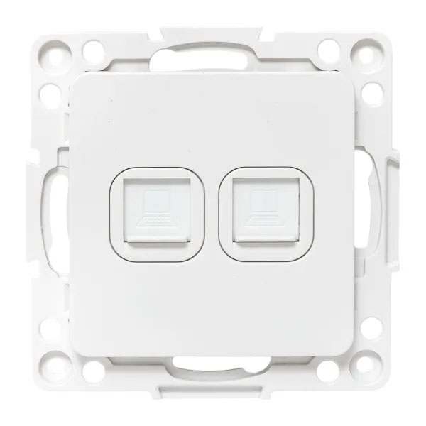 Механизм двойной компьютерной розетки EKF RJ45 кат.5 Стокгольм белый