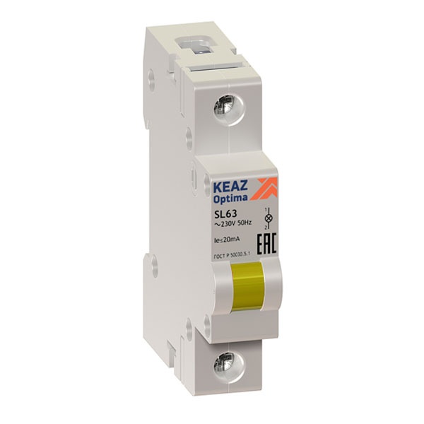 Лампа сигнальная КЭАЗ OptiDin SL63-Y230AC-УХЛ3 230В АС желтая