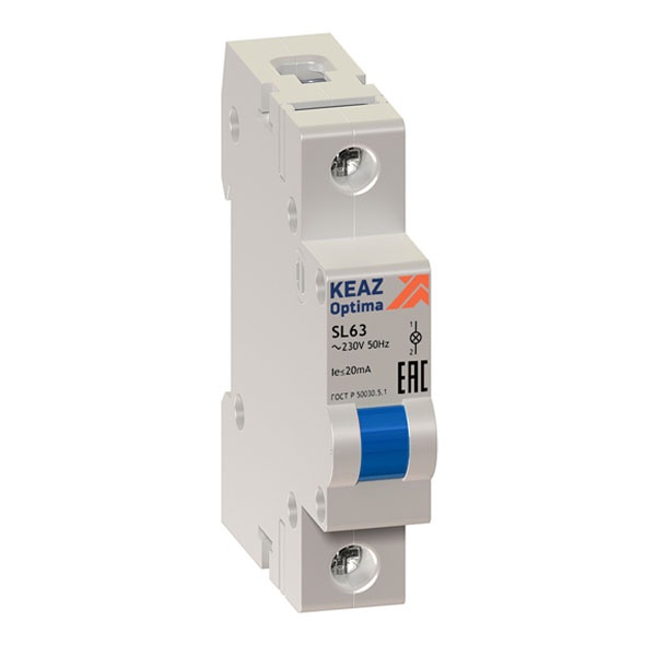 Лампа сигнальная КЭАЗ OptiDin SL63-B230AC-УХЛ3 230В АС синяя