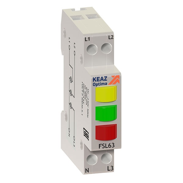 Индикатор фаз световой КЭАЗ OptiDin FSL63-230A-УХЛ3 230В АС желтый, зеленый, красный