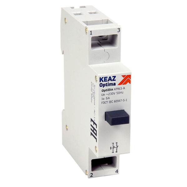 Кнопка управления с фиксацией КЭАЗ OptiDin KM63-AF-20-УХЛ3 6А 2НО