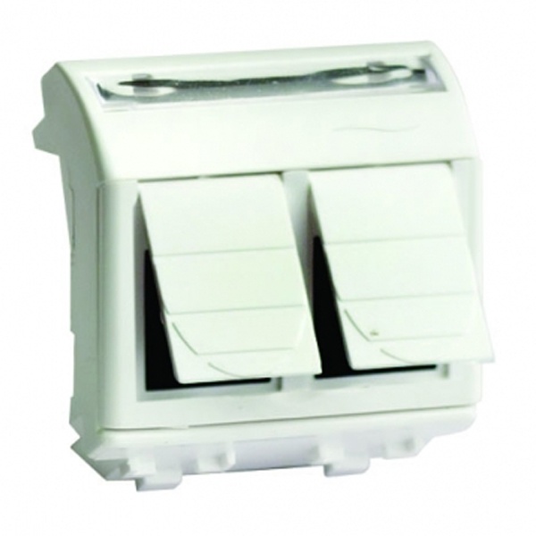 Розетка компьютерная RJ-45 кат.5Е (2 разъема 110 8P8C) DKC Brava 2 модуля белая