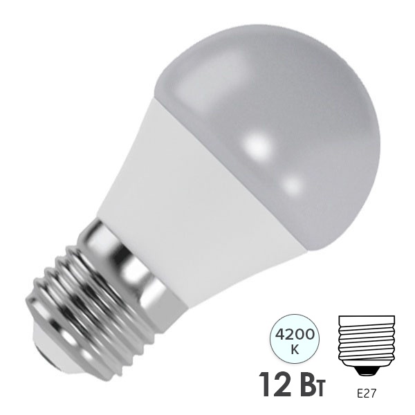 Лампа светодиодная шарик Foton FL-LED GL45 12W 4200K 220V E27 1200Lm 45x88mm холодный свет