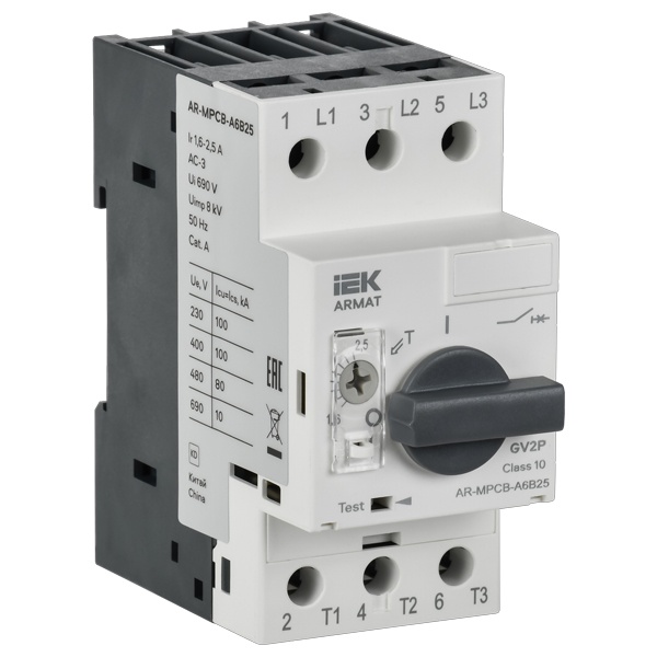 Выключатель автоматический защиты двигателя ИЭК ARMAT A6 GV2P 1.6-2.5А