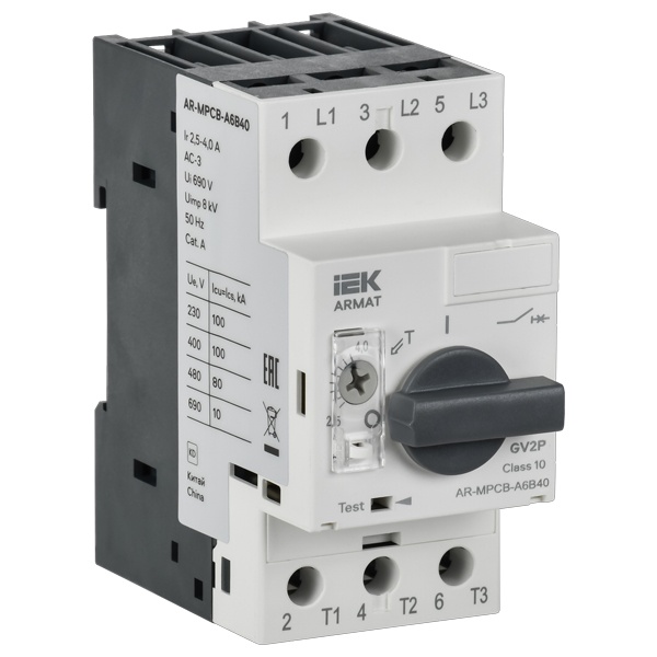 Выключатель автоматический защиты двигателя ИЭК ARMAT A6 GV2P 2.5-4А