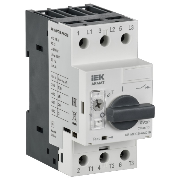 Выключатель автоматический защиты двигателя ИЭК ARMAT A6 GV2P 10-16А