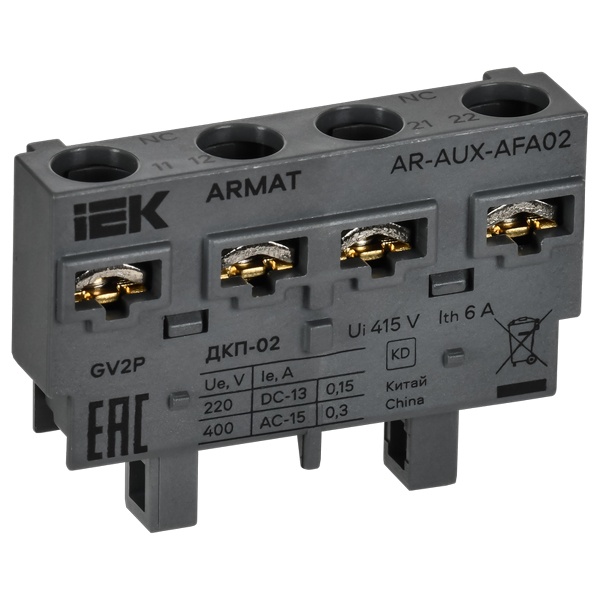 Контакт дополнительный поперечный ИЭК ARMAT ДКП-02 для GV2P 6А 2НЗ
