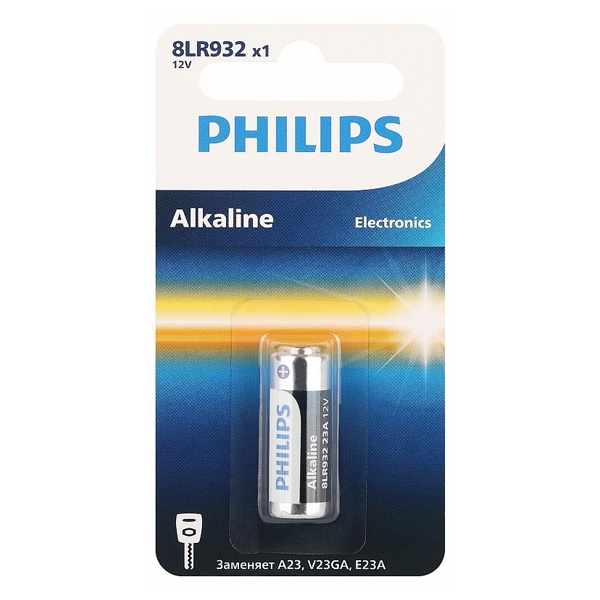 Батарейка Philips MN21 12V алкалиновая 8LR932/51 (V23GA/A23/E23A/3LR50/LR23) (упаковка 1шт) 152878