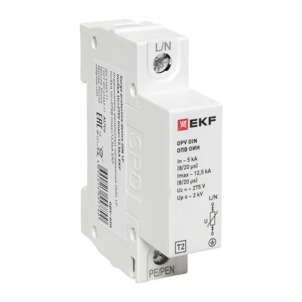 Ограничитель импульсных напряжений EKF ОИН Класс 3 1Р In5kA Un275B Imax12,5kA