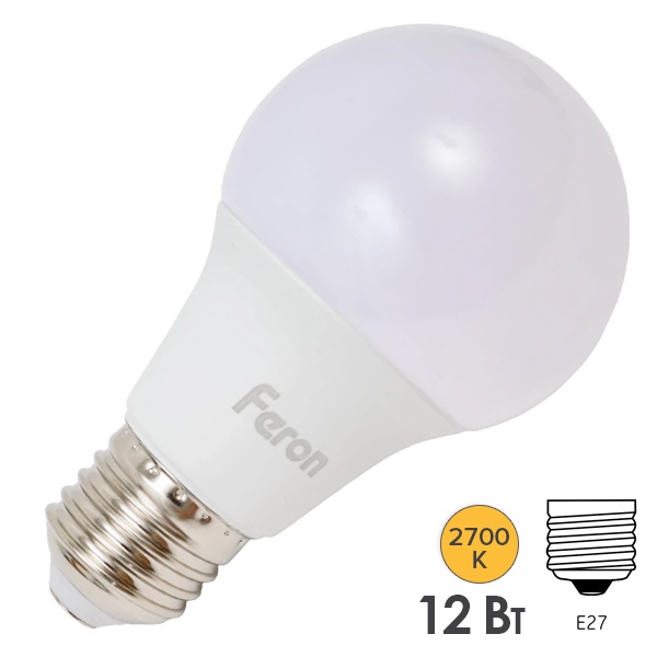 Лампа светодиодная Feron LB-931 A60 12W 2700K 230V E27 DIM теплый свет